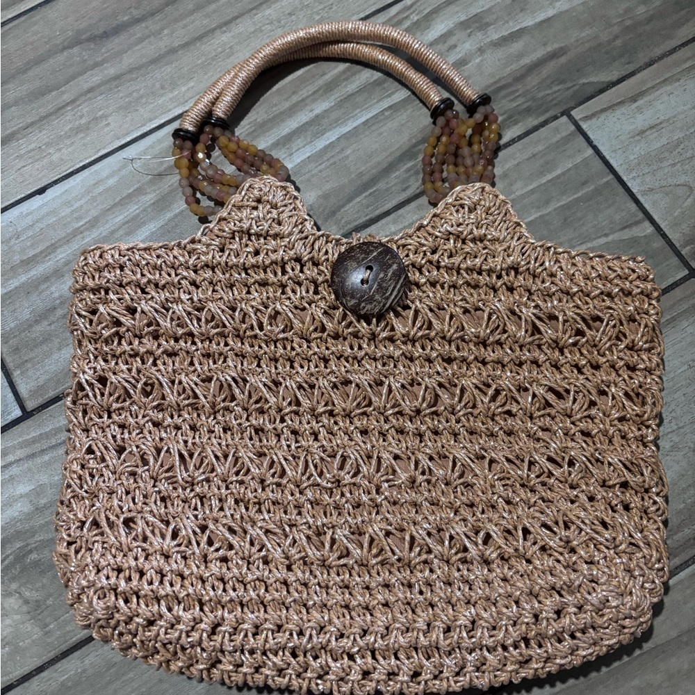 Elegant Woven Tan Tote Bag